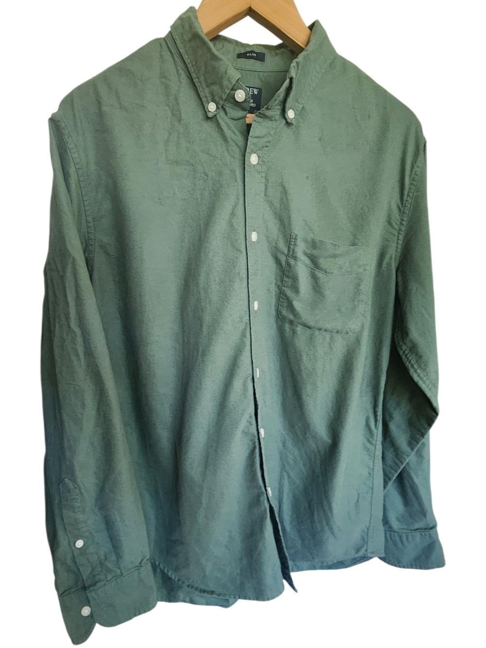 J. Crew Men’s Classic Button Down Shirt Green Slim Flex Oxford L